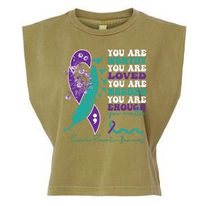 You Are Worthy You Are Loved Suicide Prevention Quote Garment-Dyed Women's Muscle Tee