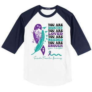 You Are Worthy You Are Loved Suicide Prevention Quote Baseball Sleeve Shirt