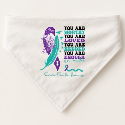 You Are Worthy You Are Loved Suicide Prevention Quote USA-Made Doggie Bandana