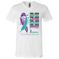 You Are Worthy You Are Loved Suicide Prevention Quote V-Neck T-Shirt