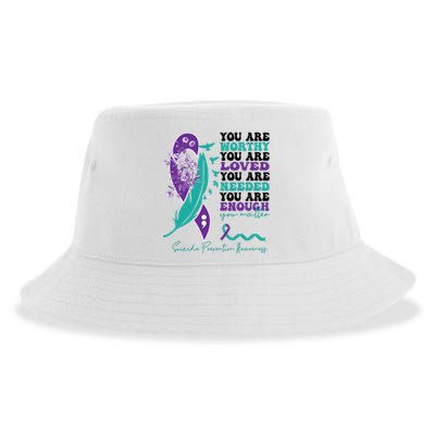 You Are Worthy You Are Loved Suicide Prevention Quote Sustainable Bucket Hat