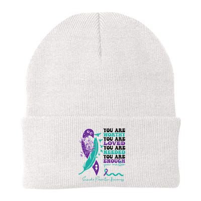 You Are Worthy You Are Loved Suicide Prevention Quote Beanie