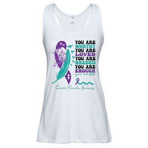 You Are Worthy You Are Loved Suicide Prevention Quote Ladies Essential Flowy Tank