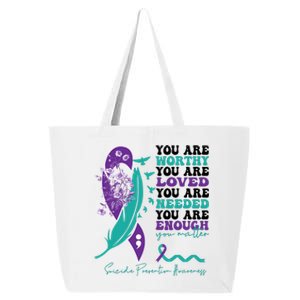 You Are Worthy You Are Loved Suicide Prevention Quote 25L Jumbo Tote