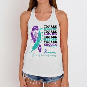 You Are Worthy You Are Loved Suicide Prevention Quote Women's Knotted Racerback Tank