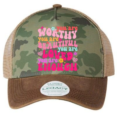 You Are Worthy Beautiful Loved Enough Tal Health Matters Meaningful Gift Legacy Tie Dye Trucker Hat