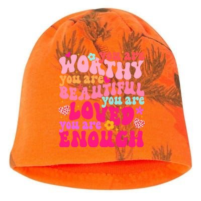 You Are Worthy Beautiful Loved Enough Tal Health Matters Meaningful Gift Kati - Camo Knit Beanie