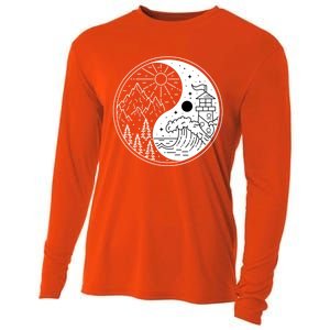 Yin And Yang Camping Camper Hiking Nature Mountains Gift Cooling Performance Long Sleeve Crew