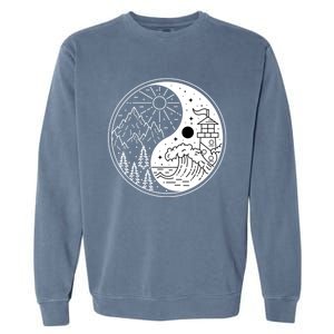 Yin And Yang Camping Camper Hiking Nature Mountains Gift Garment-Dyed Sweatshirt