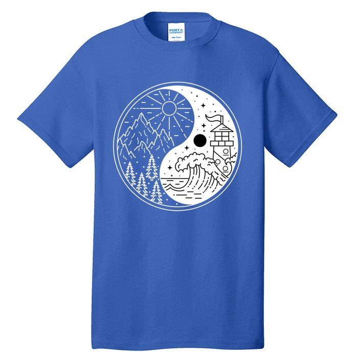 Yin And Yang Camping Camper Hiking Nature Mountains Gift Tall T-Shirt