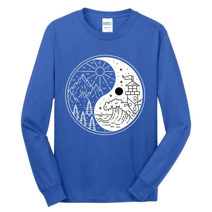 Yin And Yang Camping Camper Hiking Nature Mountains Gift Tall Long Sleeve T-Shirt