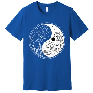 Yin And Yang Camping Camper Hiking Nature Mountains Gift Premium T-Shirt