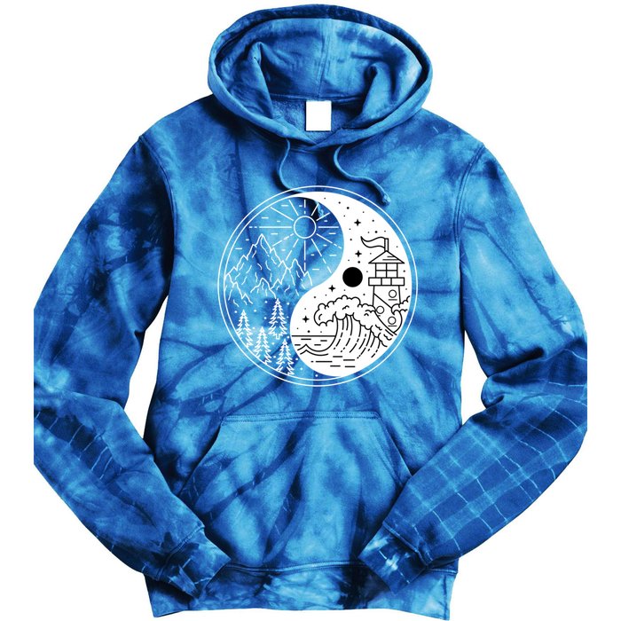 Yin And Yang Camping Camper Hiking Nature Mountains Gift Tie Dye Hoodie