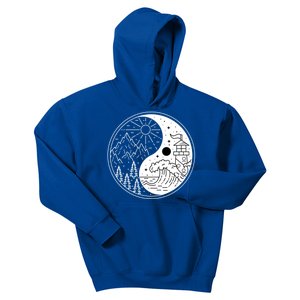 Yin And Yang Camping Camper Hiking Nature Mountains Gift Kids Hoodie