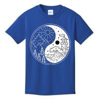 Yin And Yang Camping Camper Hiking Nature Mountains Gift Kids T-Shirt