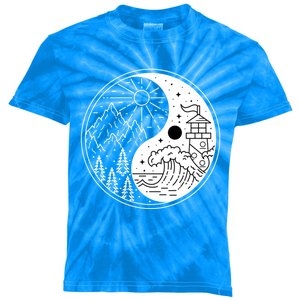 Yin And Yang Camping Camper Hiking Nature Mountains Gift Kids Tie-Dye T-Shirt