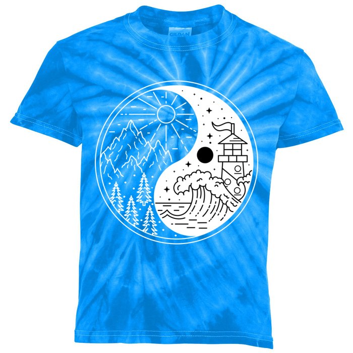 Yin And Yang Camping Camper Hiking Nature Mountains Gift Kids Tie-Dye T-Shirt