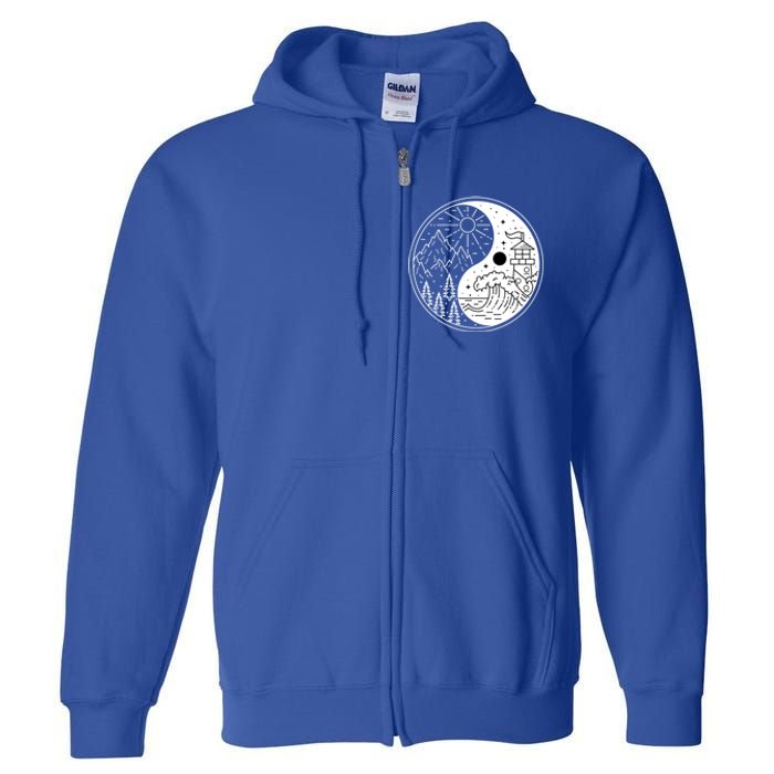 Yin And Yang Camping Camper Hiking Nature Mountains Gift Full Zip Hoodie