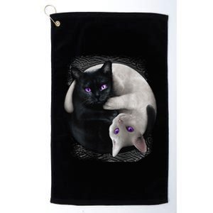 Yin And Yang Black Cat And White Cat Halloween For Platinum Collection Golf Towel