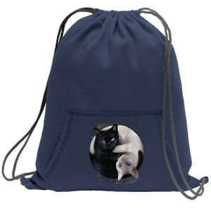 Yin And Yang Black Cat And White Cat Halloween For Sweatshirt Cinch Pack Bag