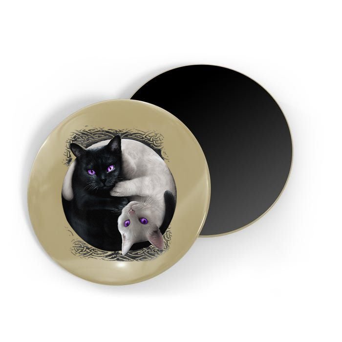 Yin And Yang Black Cat And White Cat Halloween For Magnet