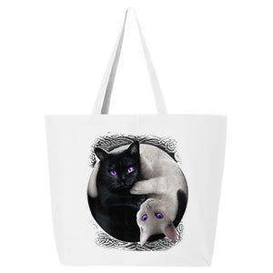 Yin And Yang Black Cat And White Cat Halloween For 25L Jumbo Tote