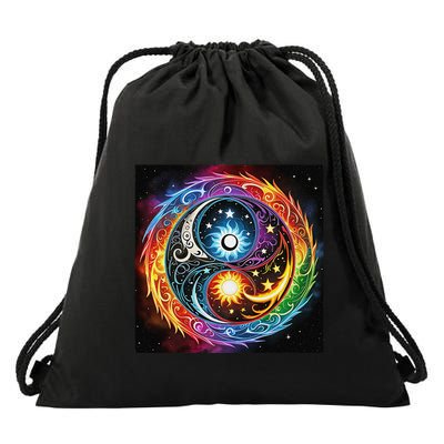 Yin And Yang Effect Drawstring Bag
