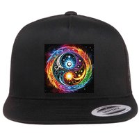 Yin And Yang Effect Flat Bill Trucker Hat