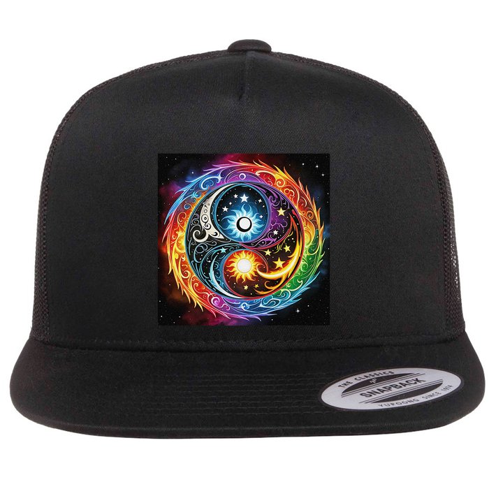 Yin And Yang Effect Flat Bill Trucker Hat