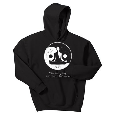 Yin And Yang Maintain Balance Yin Yang Designs Present Kids Hoodie