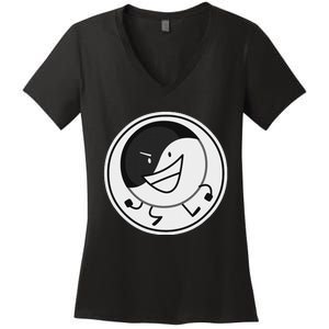 Yin And Yang Black And White Character Women's V-Neck T-Shirt