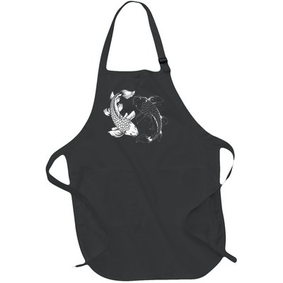 Yin And Yang Japanese Koi Fish Full-Length Apron With Pockets