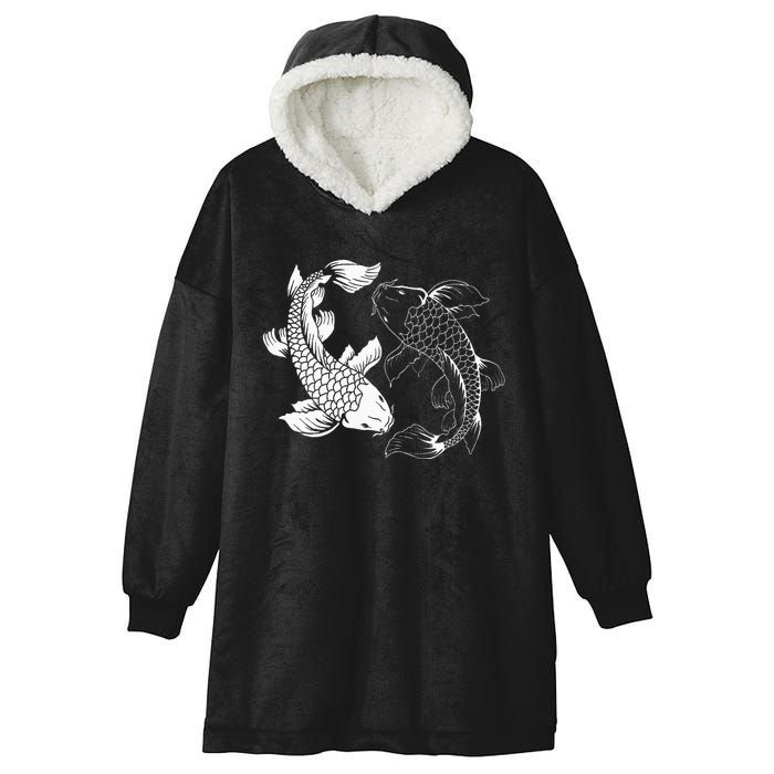 Yin And Yang Japanese Koi Fish Hooded Wearable Blanket