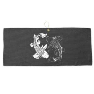 Yin And Yang Japanese Koi Fish Large Microfiber Waffle Golf Towel