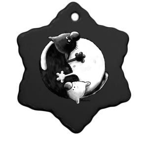 Yin And Yang Cats Ceramic Star Ornament