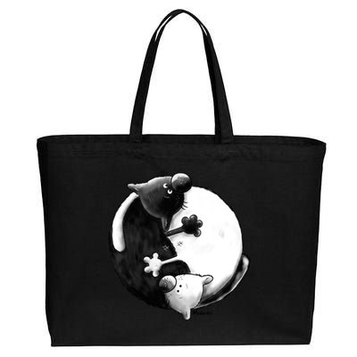 Yin And Yang Cats Cotton Canvas Jumbo Tote