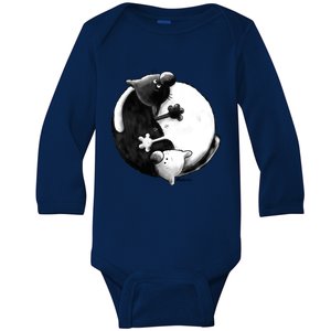 Yin And Yang Cats Baby Long Sleeve Bodysuit