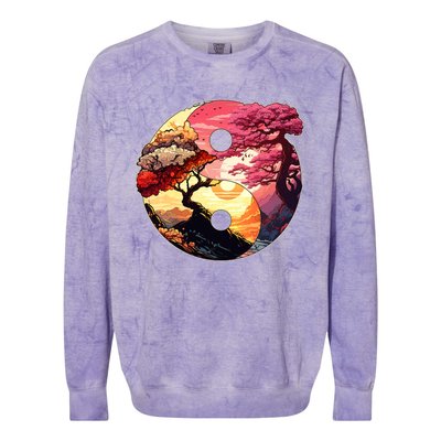 Yin And Yang Japanese Bonsai Trees Seasons Fall Spring Colorblast Crewneck Sweatshirt