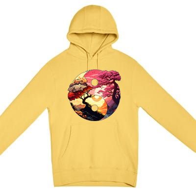 Yin And Yang Japanese Bonsai Trees Seasons Fall Spring Premium Pullover Hoodie