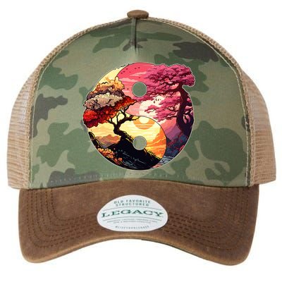 Yin And Yang Japanese Bonsai Trees Seasons Fall Spring Legacy Tie Dye Trucker Hat