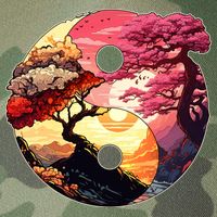 Yin And Yang Japanese Bonsai Trees Seasons Fall Spring Legacy Tie Dye Trucker Hat