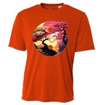 Yin And Yang Japanese Bonsai Trees Seasons Fall Spring Cooling Performance Crew T-Shirt