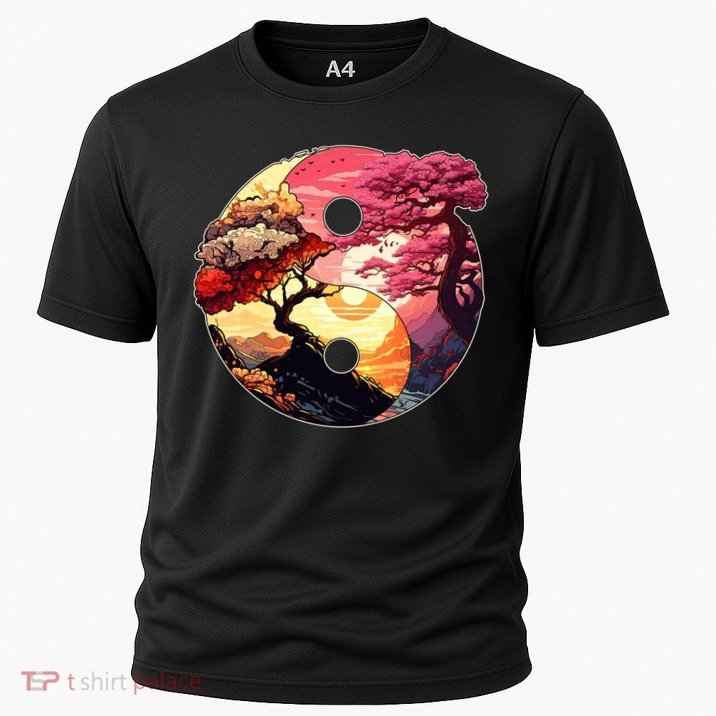 Yin And Yang Japanese Bonsai Trees Seasons Fall Spring Cooling Performance Crew T-Shirt