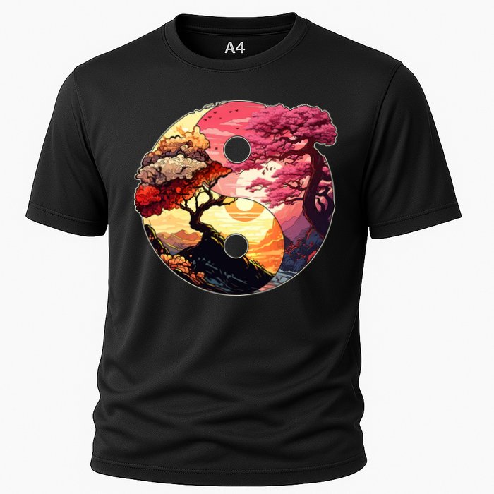 Yin And Yang Japanese Bonsai Trees Seasons Fall Spring Performance Shirt