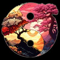 Yin And Yang Japanese Bonsai Trees Seasons Fall Spring Backpack