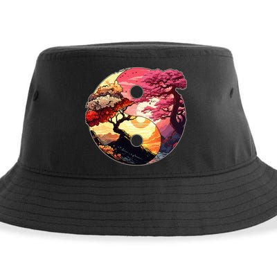 Yin And Yang Japanese Bonsai Trees Seasons Fall Spring Sustainable Bucket Hat