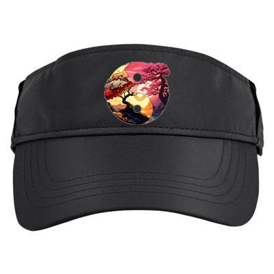 Yin And Yang Japanese Bonsai Trees Seasons Fall Spring Adult Drive Performance Visor