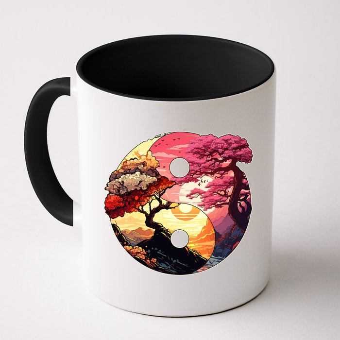 Yin And Yang Japanese Bonsai Trees Seasons Fall Spring Mug