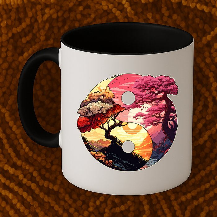Yin And Yang Japanese Bonsai Trees Seasons Fall Spring Mug