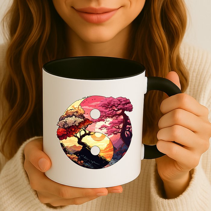 Yin And Yang Japanese Bonsai Trees Seasons Fall Spring Mug